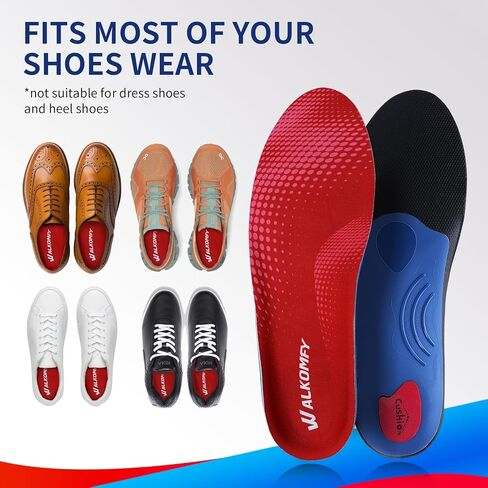 Walkomfy Heavy Duty Support Pain Relief Orthotics - 210+ lbs Plantar Fasciitis High Arch Support Insoles for Men Women, Flat Feet Orthotic Insert, Work Boot Shoe Insole, Absorb Shock with Every Step in Saudi Arabia