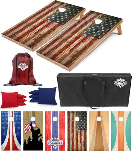 السلسلة العالمية لألواح Cornhole ذات الحجم التنظيمي - هيكل خشبي خفيف الوزن ومتين | مجموعة رمي كيس الفول في الفناء الخلفي | لعبة خارجية متينة للبوابات الخلفية وحفلات الشواء ومعارك الفناء الخلفي in Saudi Arabia