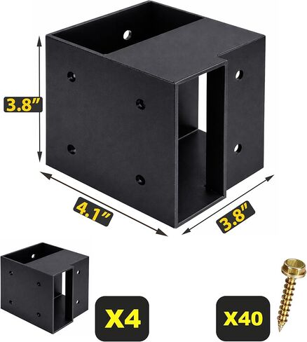 مجموعة دعامات منضدة العمل شديدة التحمل، دعامات زاوية 3 اتجاهات 90 درجة للخشب 4x4 و2x4، دعامات إطار الساق الفولاذية، 4 عبوات (4x4) in Kuwait
