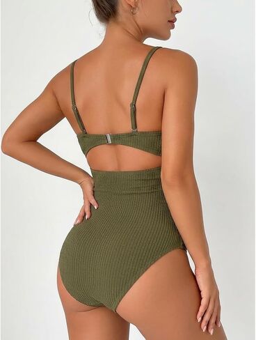 Women's Tummy Control One Piece Swimsuit Cutout High Waisted Bathing Suit Wrap Tie Back Elegant Swimsuit in Saudi Arabia