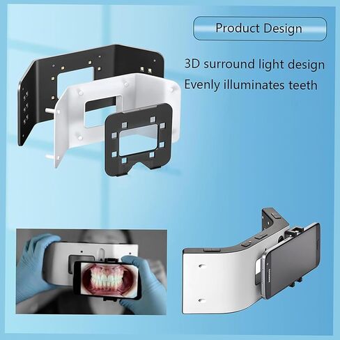 طقم إضاءة LED للتصوير الفوتوغرافي للأسنان مع مخرج 32000 لوكس - 20 خرزة إضاءة محيطية ثلاثية الأبعاد للقطات داخل الفم وإجراءات التجميل والتصوير الكلي in Kuwait