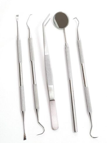 Cynamed -Dental Tools, ElleSye 8 Pack Dental Pick Oral Care Kit, Stainless Steel Dental Hygiene Kit Set, Tooth Scraper Tartar Dental Scaler Tweezers Mouth Mirror for Personal & Pet Oral Care Use in Saudi Arabia