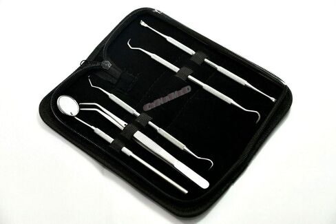 Cynamed -Dental Tools, ElleSye 8 Pack Dental Pick Oral Care Kit, Stainless Steel Dental Hygiene Kit Set, Tooth Scraper Tartar Dental Scaler Tweezers Mouth Mirror for Personal & Pet Oral Care Use in Saudi Arabia