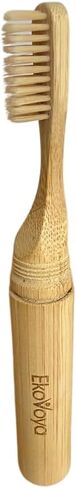 Bamboo Screwable Toothbrush with Case, 2-Piece Design, Soft BPA-Free Bristles, Natural Compact Travel Toothbrush for Camping & Daily Use in Saudi Arabia