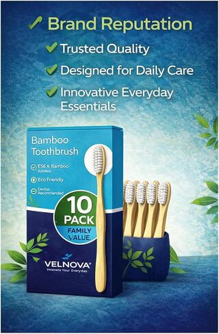 Pure Bamboo Toothbrushes (10 Pack) – Soft BPA-Free Bristles, Eco-Friendly Biodegradable Wooden Handle, Vegan & Plastic-Free Toothbrush for Adults & Kids, Sustainable Oral Care in Saudi Arabia