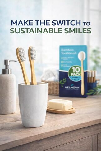 Pure Bamboo Toothbrushes (10 Pack) – Soft BPA-Free Bristles, Eco-Friendly Biodegradable Wooden Handle, Vegan & Plastic-Free Toothbrush for Adults & Kids, Sustainable Oral Care in Saudi Arabia