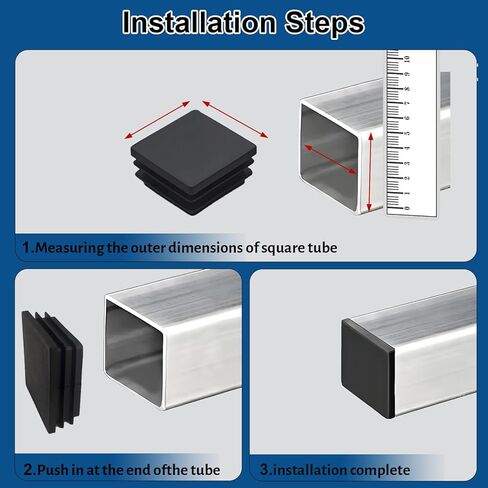 140Pcs Tubing Plug, 2Inch Square Plastic Plug Insert, Square End Caps for Tube Post, Chair Legs, Fitness Eqpt, Fence,Bench Feet,Glide Protection from Chair Legs/Furniture/Floors, Black in Saudi Arabia