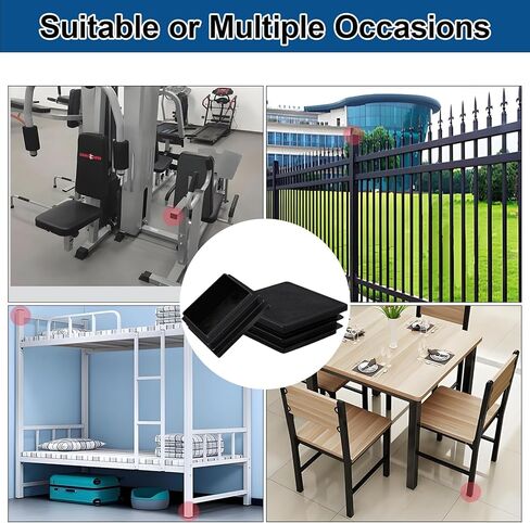 140Pcs Tubing Plug, 2Inch Square Plastic Plug Insert, Square End Caps for Tube Post, Chair Legs, Fitness Eqpt, Fence,Bench Feet,Glide Protection from Chair Legs/Furniture/Floors, Black in Saudi Arabia