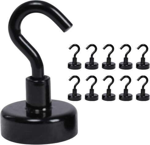 Vipush Magnetic Hooks 10 Pack - 30LB Heavy Duty Cruise Ship Essentials, Extra Strong Neodymium Hooks for Refrigerator, Grill, Travel, Office & Home Hanging | No Drill Magnetic Hooks, Black in Saudi Arabia
