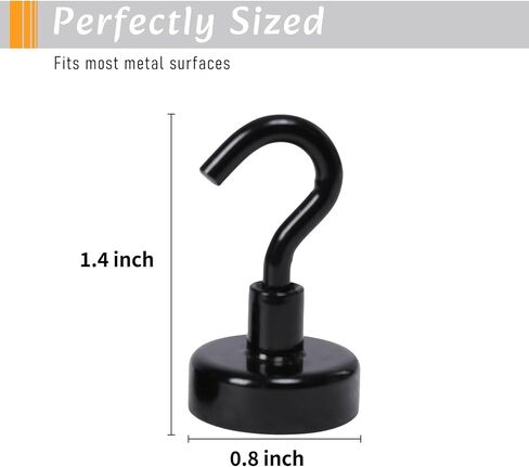 Vipush Magnetic Hooks 10 Pack - 30LB Heavy Duty Cruise Ship Essentials, Extra Strong Neodymium Hooks for Refrigerator, Grill, Travel, Office & Home Hanging | No Drill Magnetic Hooks, Black in Saudi Arabia