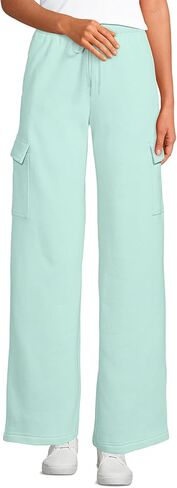 Lands' End Women's Serious Sweats High Rise Wide Leg Cargo Pants in Saudi Arabia