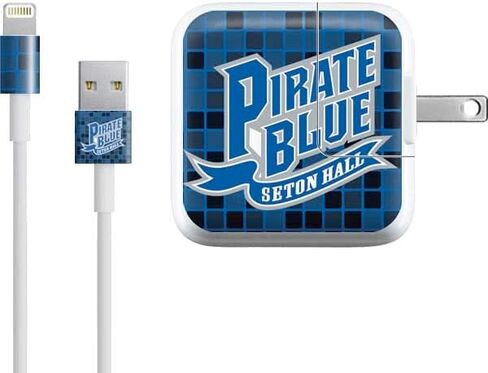ملصق Skinit غلاف آخر متوافق مع شاحن iPad (10W USB) - تصميم College Pirate Blue Seton Hall المرخص رسميًا in Saudi Arabia
