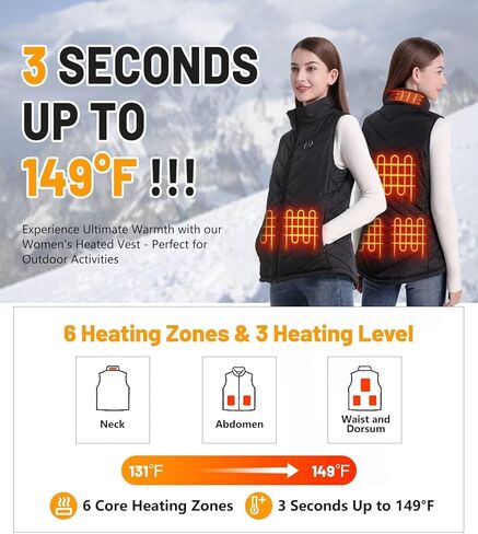 Womens Heated Vest, 5IN1 Smart Controller Electric Heating Jacket Coat Vests, Not Included Battery Pack in Saudi Arabia