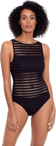 Lauren Ralph Lauren Ottoman Mesh High Neck One-Piece in Saudi Arabia
