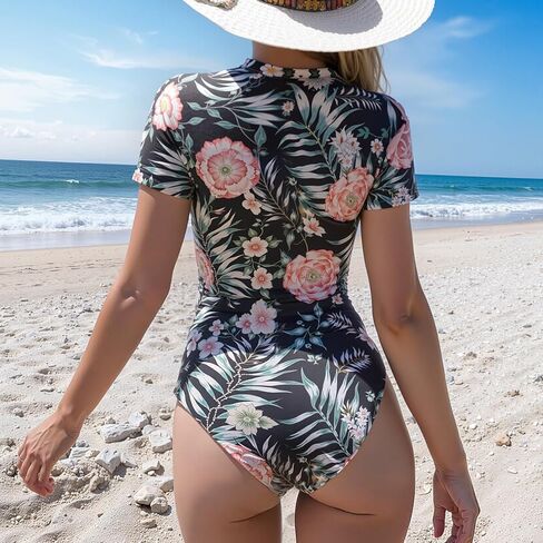 NESY Short Sleeves One Piece Swimsuit Women Athletic Women's Bathing Suits | Front Zipper Swim Suit, UPF 50+, Sports One-piece Swimwear, Swimming Pool, Beach, Surfing, Snorkeling, Diving in Saudi Arabia
