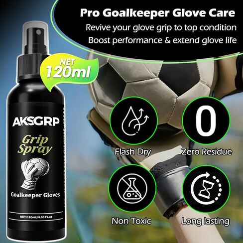 Goalie Grip Spray for Goalkeeper Gloves (120ml), Soccer Football Glove Spray to Enhance Grip & Stickiness, Grip Spray for Latex Palms, Boost Grip & Control in Wet or Dry Conditions in Saudi Arabia