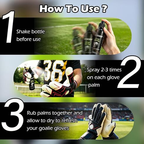 Goalie Grip Spray for Goalkeeper Gloves (120ml), Soccer Football Glove Spray to Enhance Grip & Stickiness, Grip Spray for Latex Palms, Boost Grip & Control in Wet or Dry Conditions in Saudi Arabia