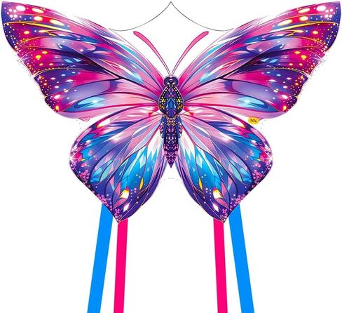 XIAOYAOJIN Butterfly Kite for Kids Ages 4-8 & Adults, 31x22 Large Beginner Easy to Fly Beach Kite, Includes 300ft Line Handle, Outdoor Family Fun, Great for Kids Boys Girls. in Saudi Arabia