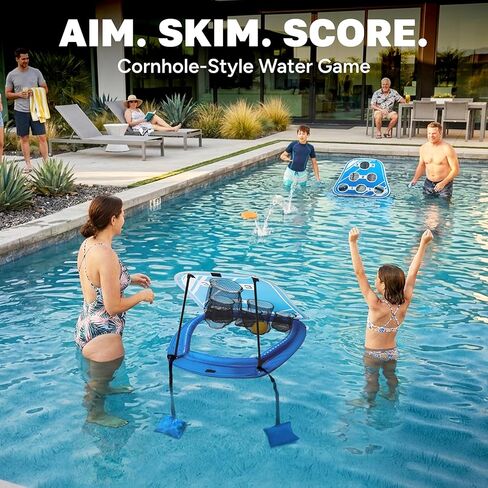 GoSports Splash Skip Versus Floating Pool Cornhole Game - Stone Skipping Swimming Pool Game for Adults & Family - Water Cornhole Game for Pools & Lake in Saudi Arabia