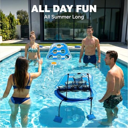 GoSports Splash Skip Versus Floating Pool Cornhole Game - Stone Skipping Swimming Pool Game for Adults & Family - Water Cornhole Game for Pools & Lake in Saudi Arabia