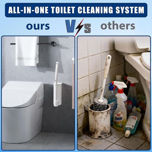2 Pack Disposable Toilet Brush Set with 60 Refills, Wall-mounted Toilet Bowl Wand Kit-2 Extend Toliet Wand, 2 Storage Holder&60 Disposable Refill Pre-Filled Cleaning Solution for Deep Cleaning Toilet. in Saudi Arabia