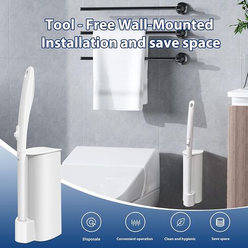 2 Pack Disposable Toilet Brush Set with 60 Refills, Wall-mounted Toilet Bowl Wand Kit-2 Extend Toliet Wand, 2 Storage Holder&60 Disposable Refill Pre-Filled Cleaning Solution for Deep Cleaning Toilet. in Saudi Arabia