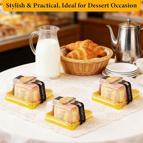 WCHOSOZH 100Pcs Mini Cupcake Containers Set, Individual Cake Box with Clear Lids and Stickers, Square Single Dessert Containers, Golden Packaging Boxes for Mooncake Cookie Muffin Party (2.7") in Saudi Arabia