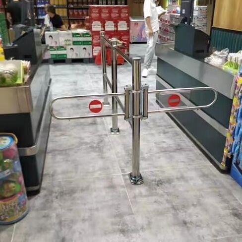 Supermarket Cashier Counter Safety Gate - Spring-Loaded Automatic Closing Swing Gate for Warehouse & Malls One-Way Metal Entrance Door Silver (55~80CM) in Saudi Arabia