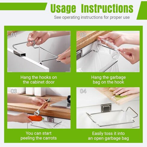Trash Bag Holder, Stainless Steel Garbage Bag Holder Portable Under Sink Bag Hanger for Kitchen Cabinet Doors Bathroom in Saudi Arabia