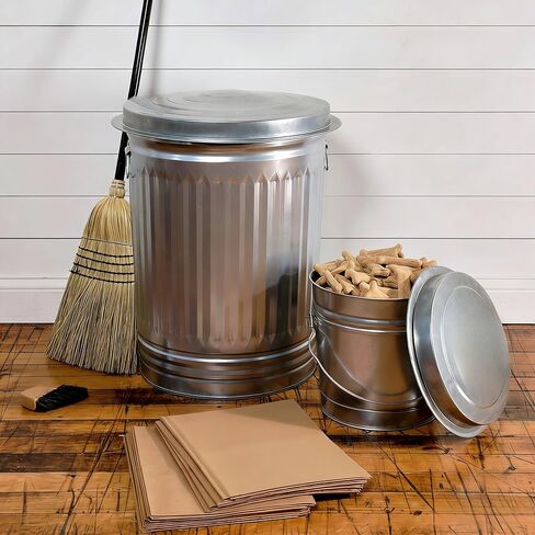 31 Gallon Galvanized Steel Trash Can with Lid Rodent Proof Weather Resistant Heavy Duty Metal in Saudi Arabia