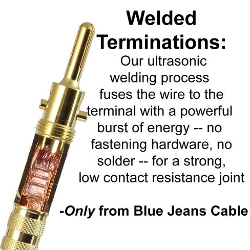 Blue Jeans Cable Canare 4S11 Speaker Cable, with Ultrasonically-Welded Conventional (Non-Bi-Wire) Terminations, (One Cable - for one Speaker); Assembled in The USA (8 Foot, Black, Bananas to Bananas) in Saudi Arabia