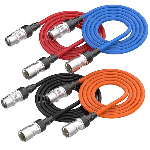 كابلات XLR بطول 25 قدمًا، 4 حزم من 4 ألوان، كابل ميكروفون XLR متين ذكر إلى أنثى، كابل مكبر صوت محمي بـ 3 دبابيس مطلي بالذهب، موصلات من سبائك الزنك، متوافق مع الميكروفونات، الخلاط in Kuwait