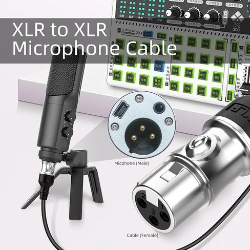 كابلات XLR بطول 25 قدمًا، 4 حزم من 4 ألوان، كابل ميكروفون XLR متين ذكر إلى أنثى، كابل مكبر صوت محمي بـ 3 دبابيس مطلي بالذهب، موصلات من سبائك الزنك، متوافق مع الميكروفونات، الخلاط in Kuwait