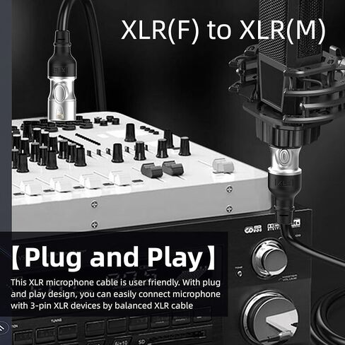 كابلات XLR بطول 25 قدمًا، 4 حزم من 4 ألوان، كابل ميكروفون XLR متين ذكر إلى أنثى، كابل مكبر صوت محمي بـ 3 دبابيس مطلي بالذهب، موصلات من سبائك الزنك، متوافق مع الميكروفونات، الخلاط in Kuwait