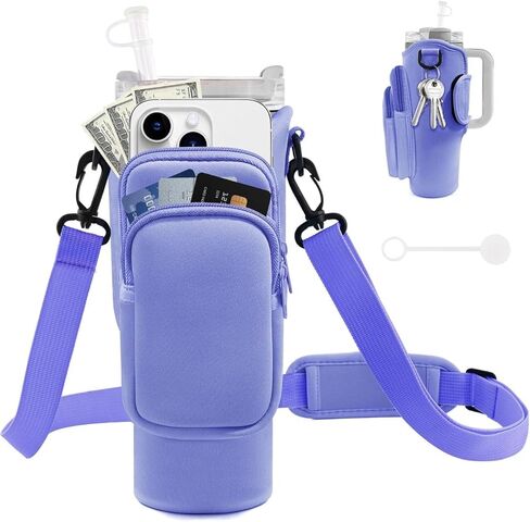 Water Bottle Holder with Strap, 40oz Bottle Bag, Adjustable Water Bottle Carrier for Outdoor Activities, Hands-Free Hydration Solution, Durable and Lightweight Design in Saudi Arabia