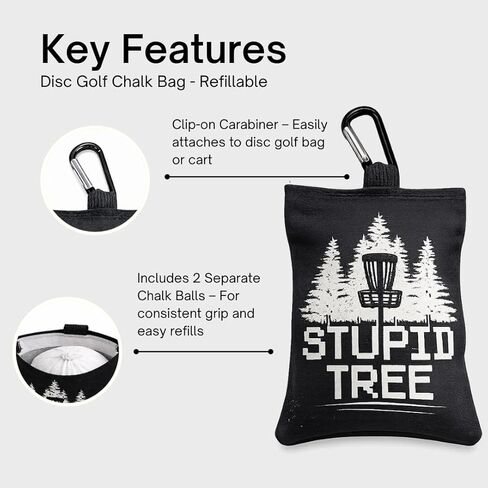 Refillable Disc Golf Chalk Bag with Carabiner, 2 Chalk Balls Included – Grip Bag for Dry Hands & Consistent Release, Frisbee Golf Accessory in Saudi Arabia