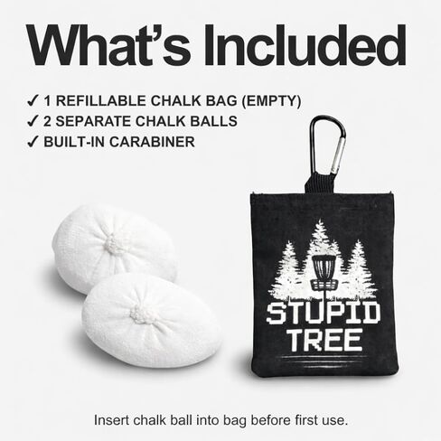 Refillable Disc Golf Chalk Bag with Carabiner, 2 Chalk Balls Included – Grip Bag for Dry Hands & Consistent Release, Frisbee Golf Accessory in Saudi Arabia