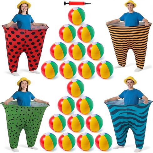 Seematn Granny Pants Yard Game Set of 4 Big Pants and 20 Balls 1 Pump, Granny Pant Outdoor Party Game for Adults Teens Group Family Reunions Backyard Tossing Fun in Saudi Arabia