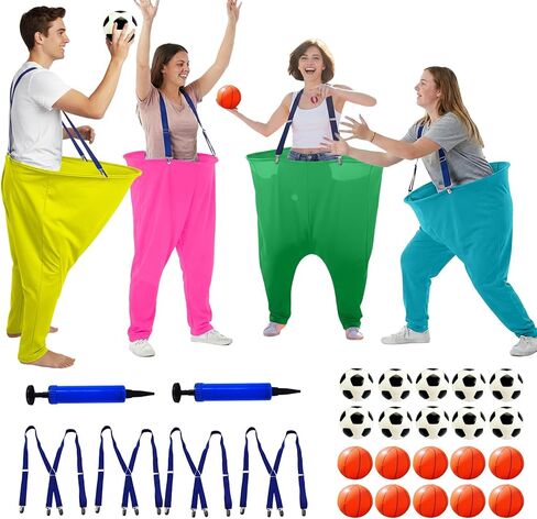 مجموعة ألعاب Granny Pants Yard للبالغين - مع كرات نطاطة سميكة وأشرطة ودليل ألعاب، ألعاب ممتعة للحفلات الخارجية لتجمعات الفناء الخلفي للعائلة (قطعتان/4 قطع) in Kuwait