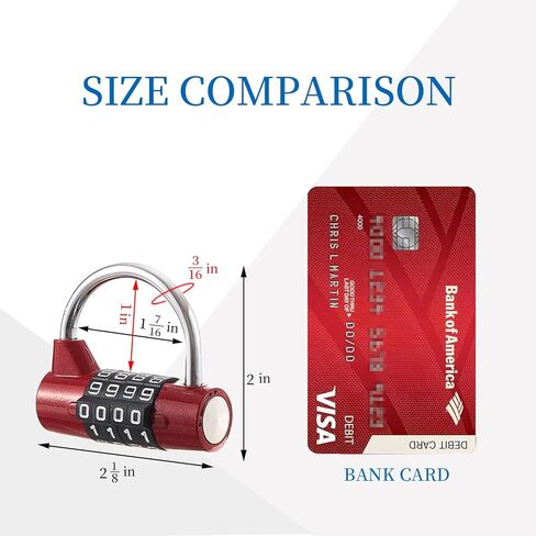 Gym Locker Lock 4 Digit Combination Lock for Locker for School Gym Lock for Sports, Toolbox, Case, Hasp Storage（20） (Shackle Red) in Saudi Arabia