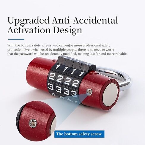 Gym Locker Lock 4 Digit Combination Lock for Locker for School Gym Lock for Sports, Toolbox, Case, Hasp Storage（20） (Shackle Red) in Saudi Arabia