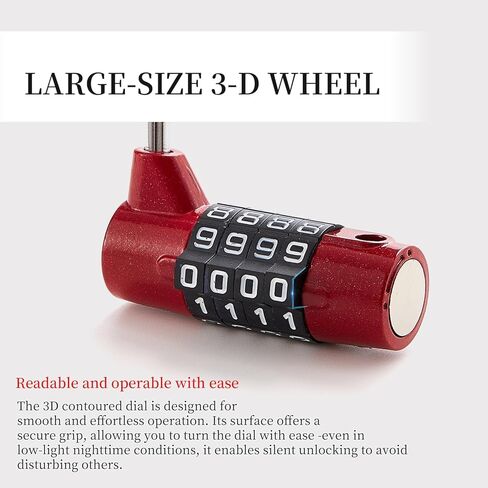 Gym Locker Lock 4 Digit Combination Lock for Locker for School Gym Lock for Sports, Toolbox, Case, Hasp Storage（20） (Shackle Red) in Saudi Arabia