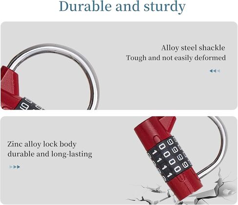 Gym Locker Lock 4 Digit Combination Lock for Locker for School Gym Lock for Sports, Toolbox, Case, Hasp Storage（20） (Shackle Red) in Saudi Arabia