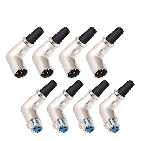 4 قطعة/الوحدة 3 دبوس XLR الزاوية اليمنى موصل XLR ذكر التوصيل ميكروفون كابل لحام 90 درجة سلك موصل (2xM 2xF 3P) in Kuwait