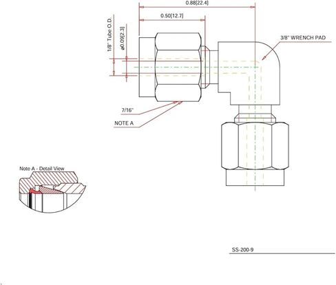 تركيب الكوع من الفولاذ المقاوم للصدأ SS-200-9 مقاس 1/8 بوصة in Kuwait