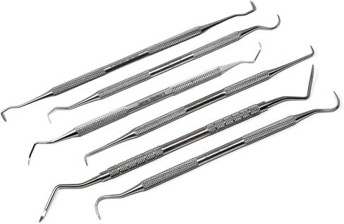 Dental Scaler Anterior Posterior New Periodontics Instrument 6 Pcs Set Includes Sickle H6/H7, Towner Jaquette U15/30, Scaler U30/33, Heidbrink H2/3 Made of Stainless Steel Double Ended Picks in Saudi Arabia