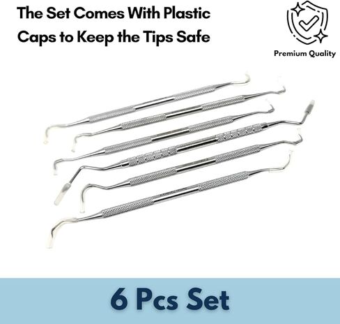 Dental Scaler Anterior Posterior New Periodontics Instrument 6 Pcs Set Includes Sickle H6/H7, Towner Jaquette U15/30, Scaler U30/33, Heidbrink H2/3 Made of Stainless Steel Double Ended Picks in Saudi Arabia