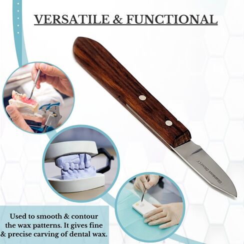 Dental Wax Carving Plaster Alginate Mixing Knife Stainless Steel Amalgam Carvers With Wooden Handle For Clay Modelling Contouring Smoothing Sculpting Shaping Laboratory Restorative Tools (6R Knife) in Saudi Arabia