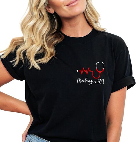Custom Nurse Shirt with Name, Personalized Nurse Sweatshirt, RN Registered Nurse Hoodie, School Nurse Tshirt, ICU Nurse Mom Gifts, ER Emergency Nurse Appreciation Gifts for Birthday, Christmas in Saudi Arabia