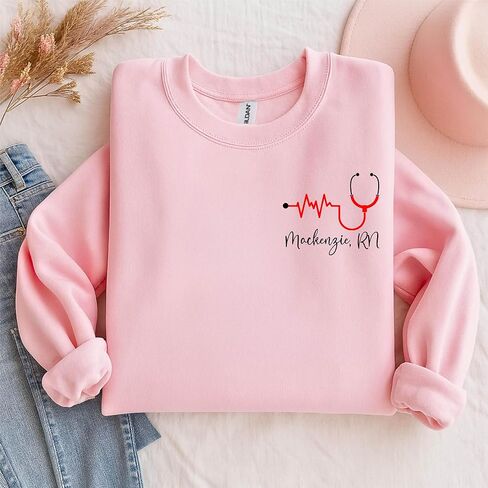 Custom Nurse Shirt with Name, Personalized Nurse Sweatshirt, RN Registered Nurse Hoodie, School Nurse Tshirt, ICU Nurse Mom Gifts, ER Emergency Nurse Appreciation Gifts for Birthday, Christmas in Saudi Arabia